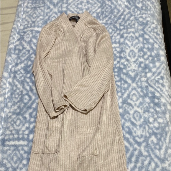 Cozy Beige Ribbed Robe - Picture 1 of 3